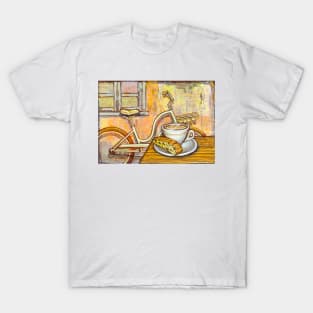 Cream Electra Town bicycle with cappuccino and biscotti T-Shirt